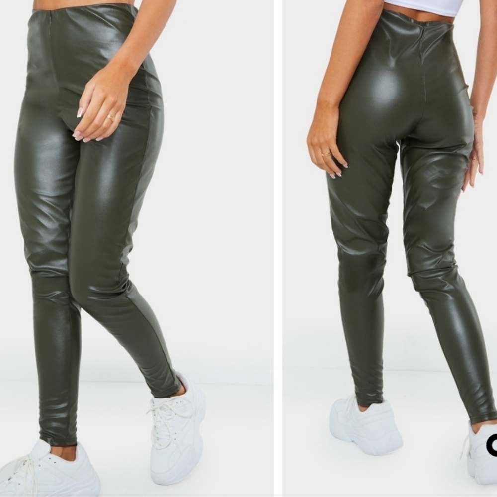 PRETTYLITTLETHING Black Faux Leather Leggings Size Women's 10